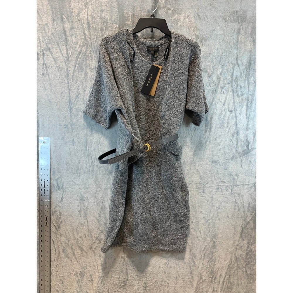 Donna Karan New York Gray Boucle Knit Dress & Shrug Set with Belt Small KA4W27B4